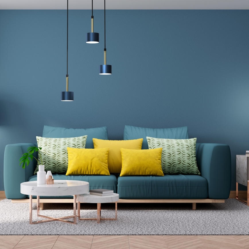 Candelabro suspenso ARENA 3xGX53/11W/230V azul/dourado