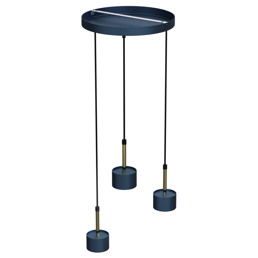 Candelabro suspenso ARENA 3xGX53/11W/230V azul/dourado