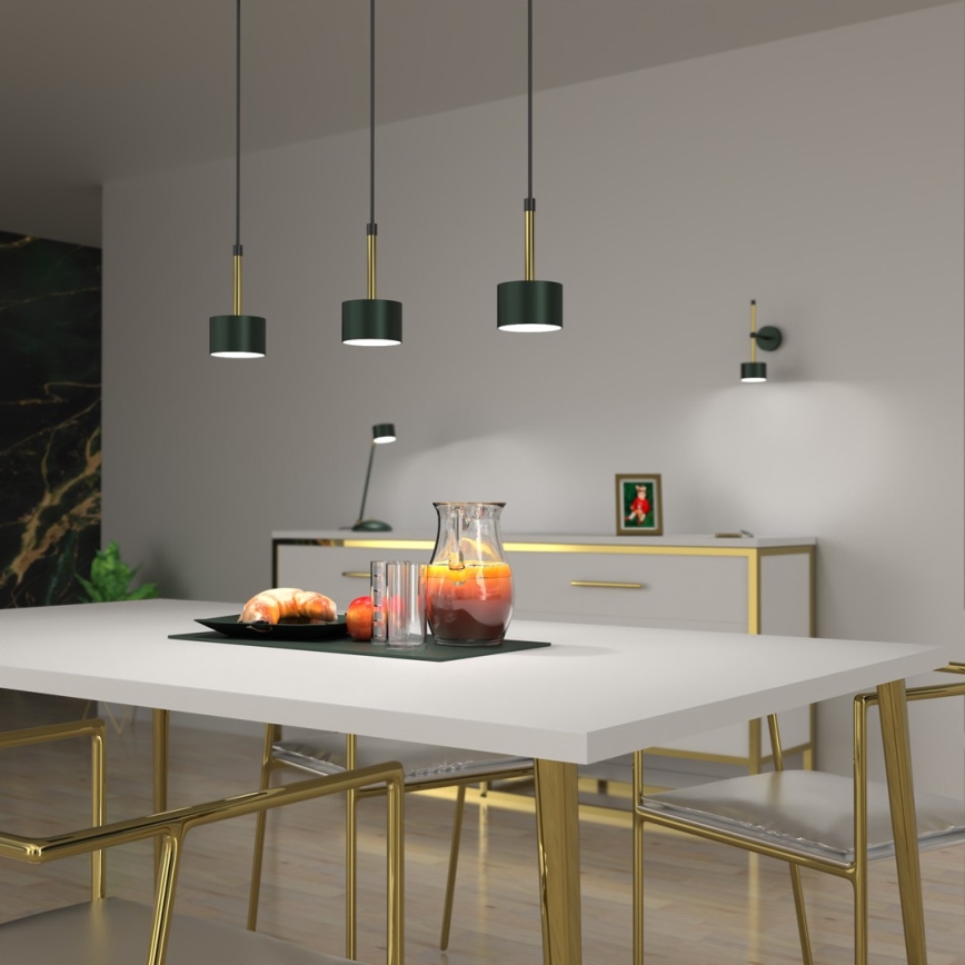 Candelabro suspenso ARENA 3xGX53/11W/230V verde/dourado