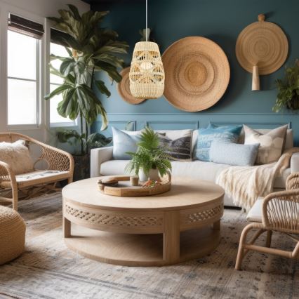 Candelabro suspenso ARONA 1xG9/9W/230V diâmetro 25 cm vime/bege