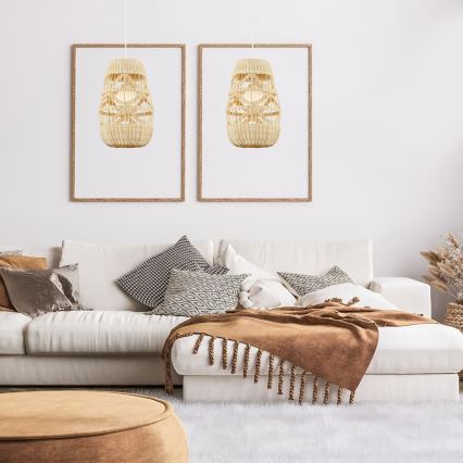 Candelabro suspenso ARONA 1xG9/9W/230V diâmetro 25 cm vime/bege