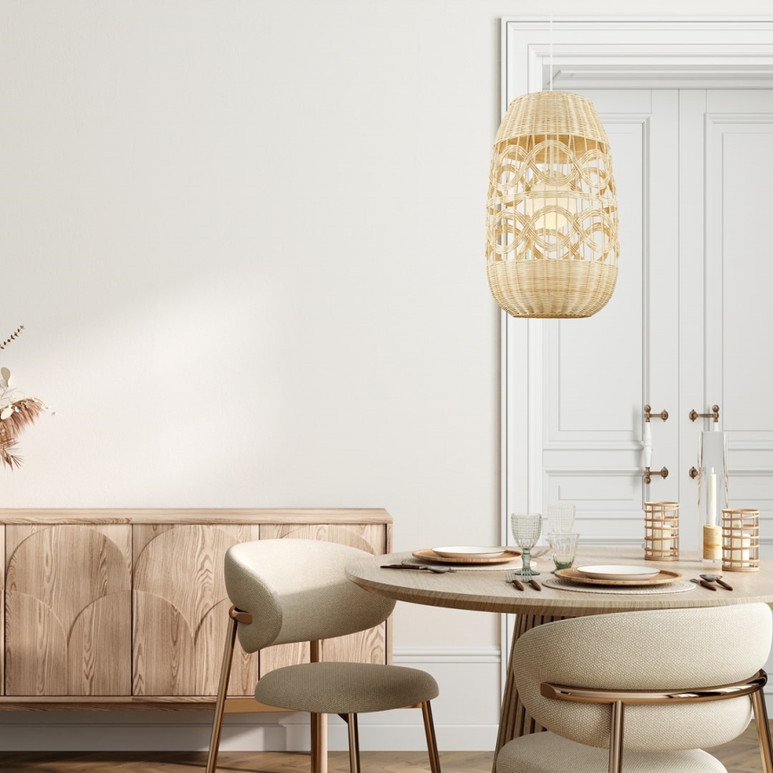 Candelabro suspenso ARONA 1xG9/9W/230V diâmetro 40 cm vime/bege