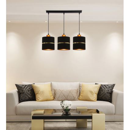 Candelabro suspenso ASSAM 3xE27/60W/230V preto