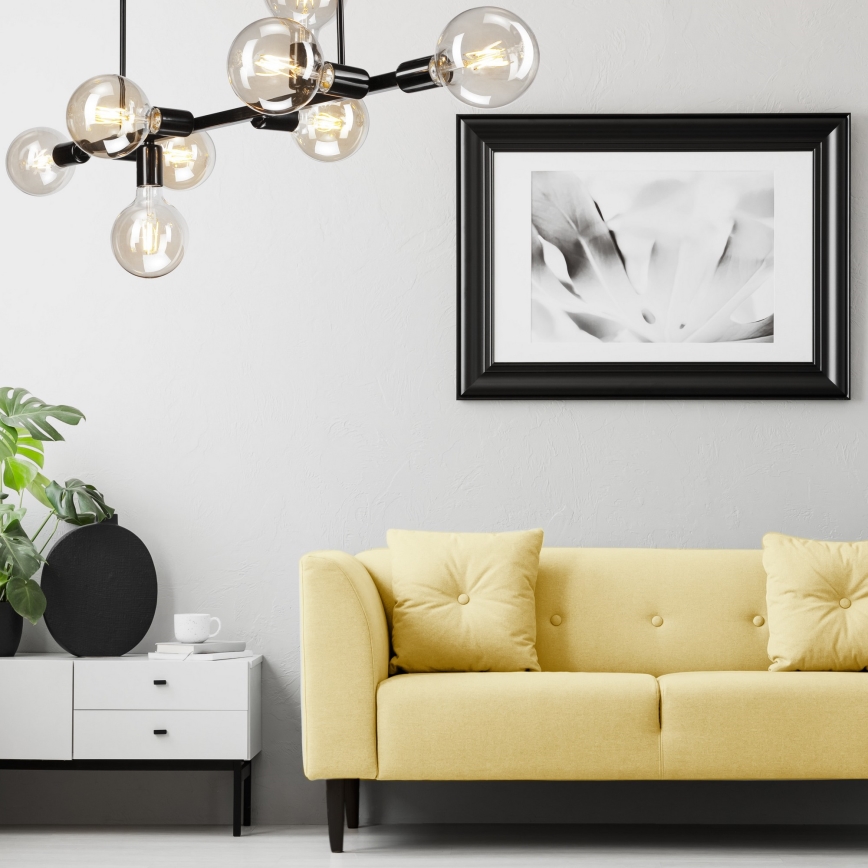 Candelabro suspenso ASTRID 8xE27/60W/230V preto