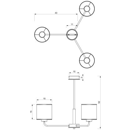 Candelabro suspenso ATLANTA 3xE27/60W/230V