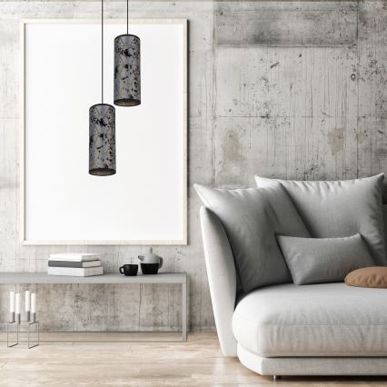 Candelabro suspenso AVALO 2xE27/60W/230V diâmetro 20 cm cinzento/preto