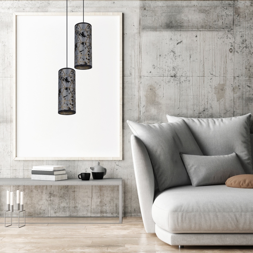 Candelabro suspenso AVALO 2xE27/60W/230V diâmetro 20 cm cinzento/preto