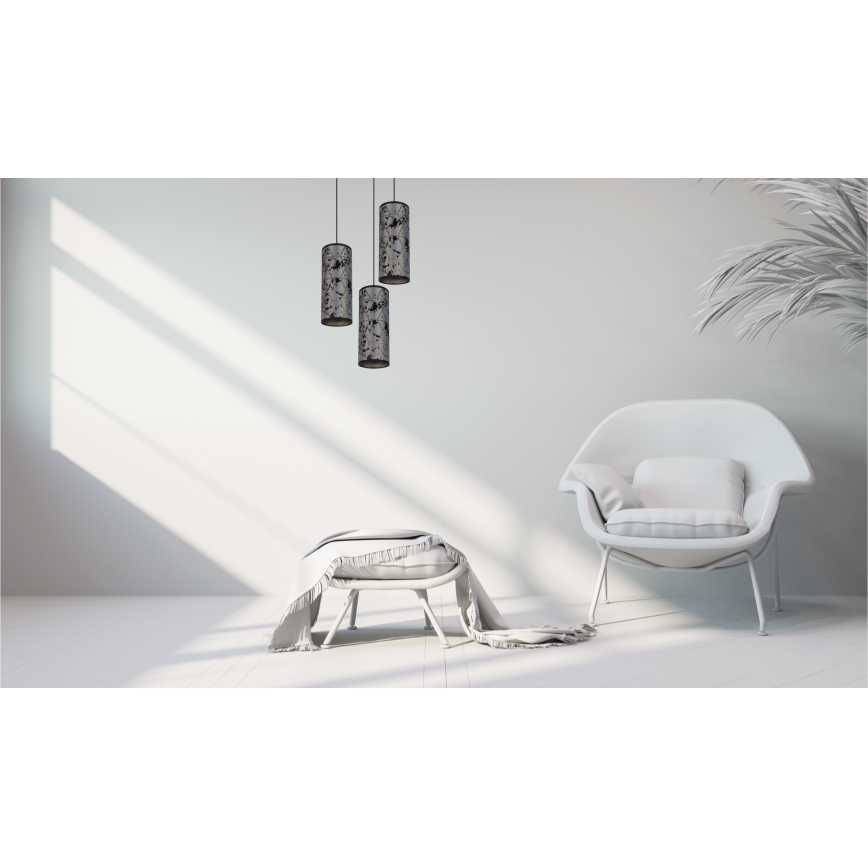 Candelabro suspenso AVALO 3xE27/60W/230V diâmetro 35 cm cinzento/preto