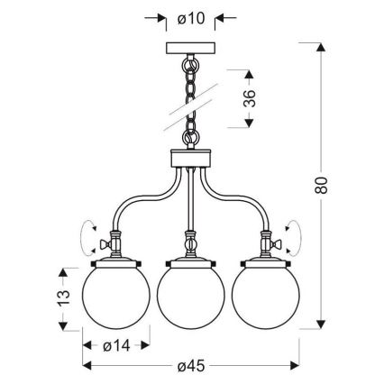 Candelabro suspenso BALLET 3xE27/40W/230V cromado mate