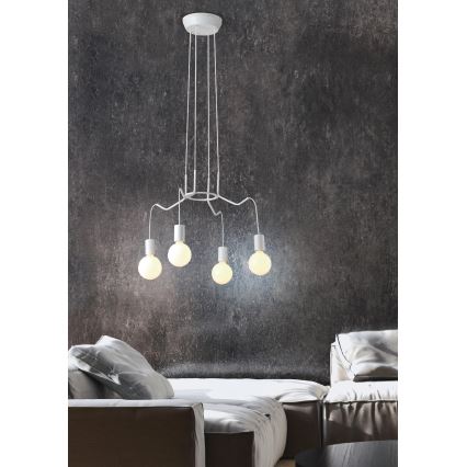 Candelabro suspenso BASSO 4xE27/40W/230V branco