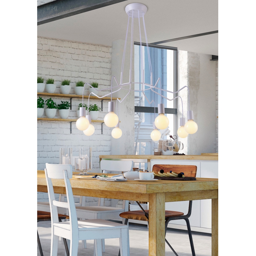 Candelabro suspenso BASSO 8xE27/40W/230V branco