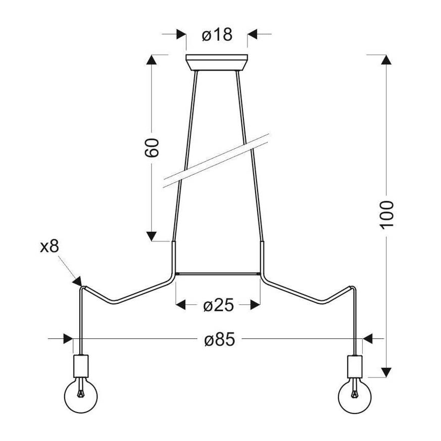 Candelabro suspenso BASSO 8xE27/40W/230V branco