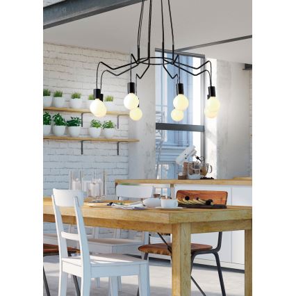 Candelabro suspenso BASSO 8xE27/40W/230V preto