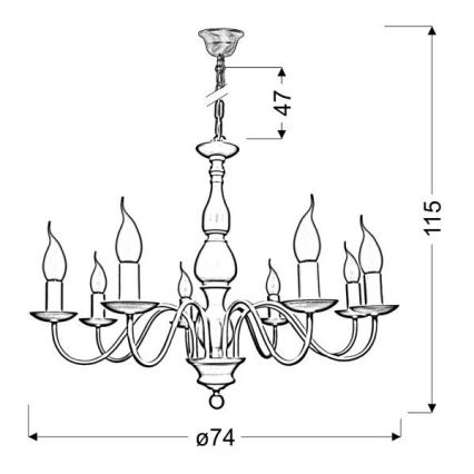 Candelabro suspenso BELLAGIO 8xE14/40W/230V