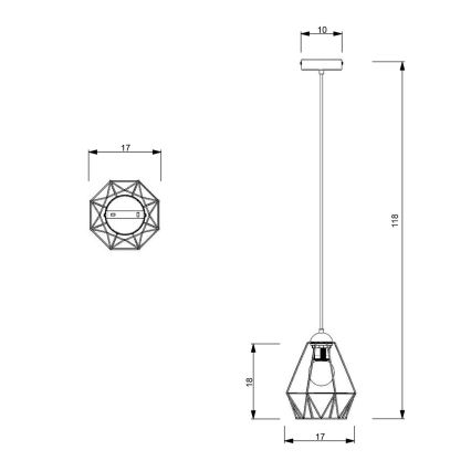 Candelabro suspenso BERGEN 1xE27/60W/230V preto/dourado