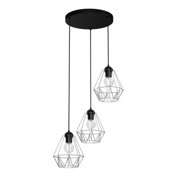 Candelabro suspenso BERGEN 3xE27/60W/230V preto/cromado brilhante