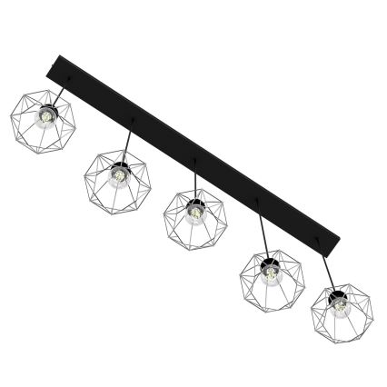 Candelabro suspenso BERGEN 5xE27/60W/230V preto/cromado brilhante