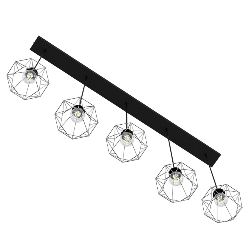 Candelabro suspenso BERGEN 5xE27/60W/230V preto/cromado brilhante