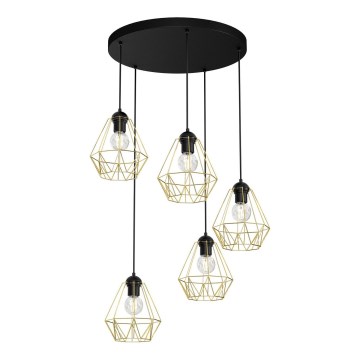 Candelabro suspenso BERGEN 5xE27/60W/230V preto/dourado