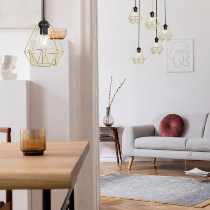 Candelabro suspenso BERGEN 5xE27/60W/230V preto/dourado