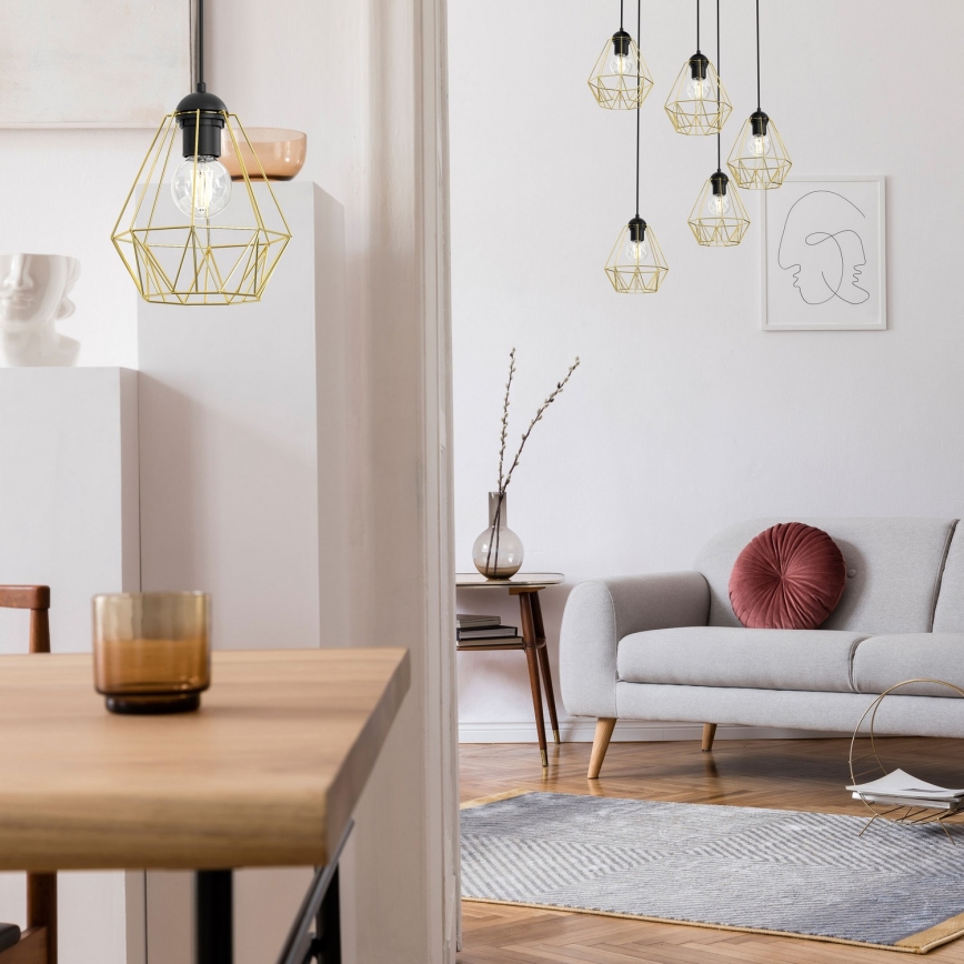 Candelabro suspenso BERGEN 5xE27/60W/230V preto/dourado