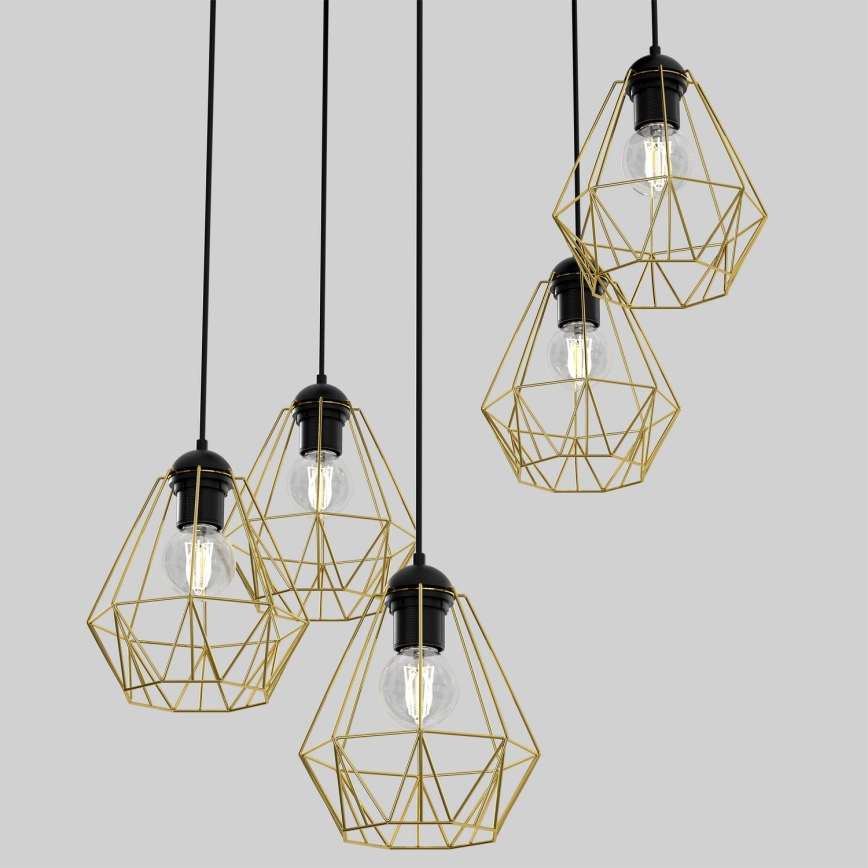 Candelabro suspenso BERGEN 5xE27/60W/230V preto/dourado