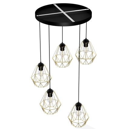Candelabro suspenso BERGEN 5xE27/60W/230V preto/dourado