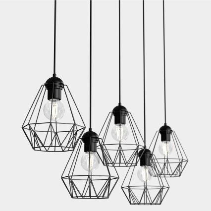 Candelabro suspenso BERGEN 5xE27/60W/230V preto