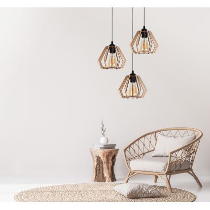 Candelabro suspenso BERGO 3xE27/60W/230V preto