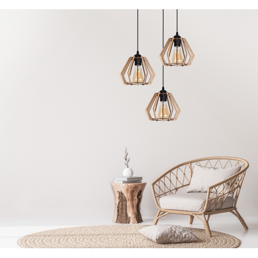 Candelabro suspenso BERGO 3xE27/60W/230V preto