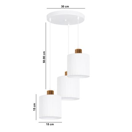 Candelabro suspenso BIZO 3xE27/60W/230V branco/cobre