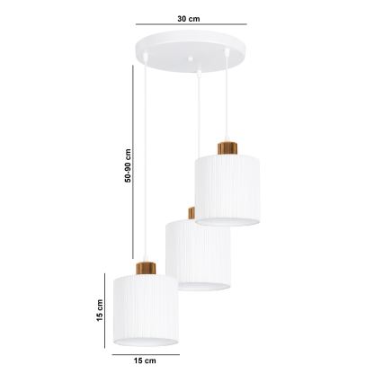 Candelabro suspenso BIZO 3xE27/60W/230V branco/cobre