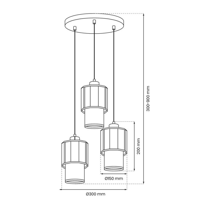 Candelabro suspenso BLANCO 3xE27/60W/230V branco