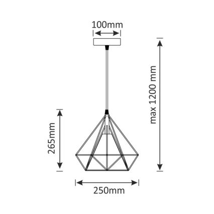 Candelabro suspenso BROXTON 1xE27/20W/230V