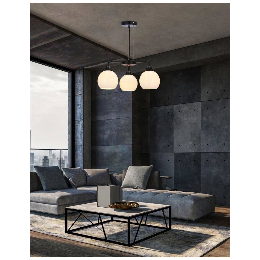 Candelabro suspenso CALDERA 3xE27/60W/230V preto