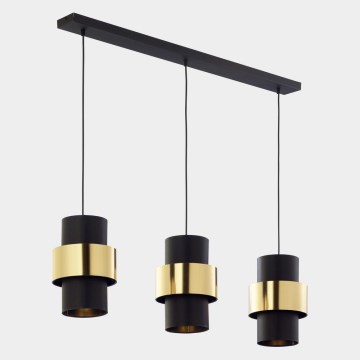 Candelabro suspenso CALISTO 3xE27/15W/230V dourado/preto