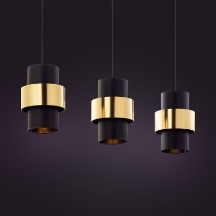 Candelabro suspenso CALISTO 3xE27/15W/230V dourado/preto