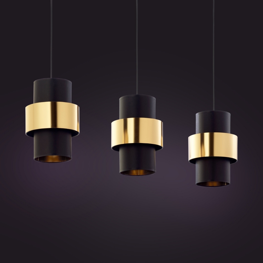 Candelabro suspenso CALISTO 3xE27/15W/230V dourado/preto