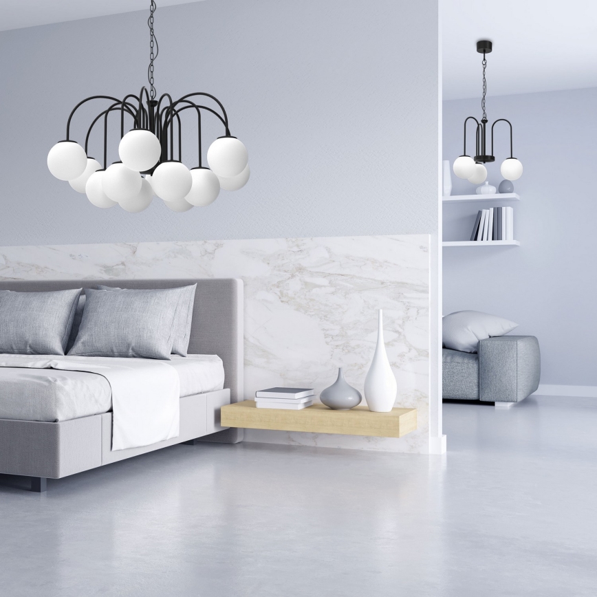 Candelabro suspenso CAMBRIDGE 12xE14/60W/230V preto
