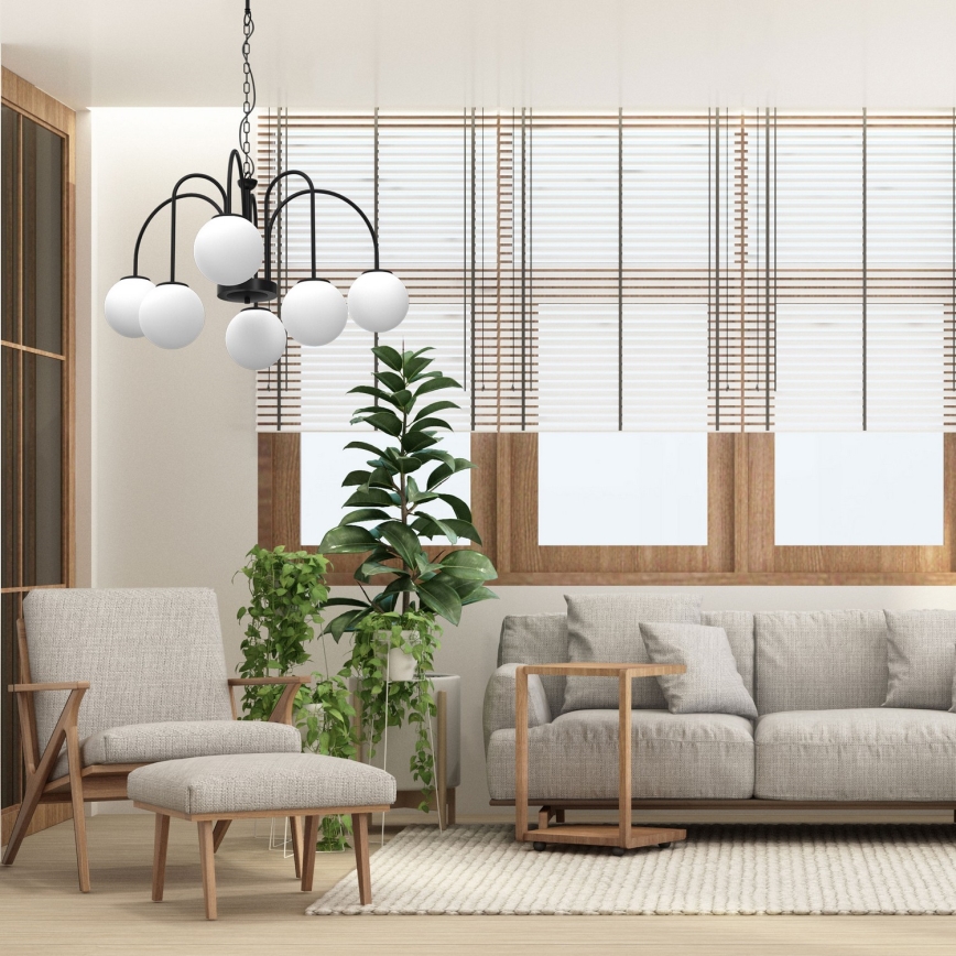 Candelabro suspenso CAMBRIDGE 6xE14/60W/230V preto