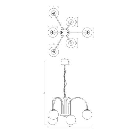 Candelabro suspenso CAMBRIDGE 6xE14/60W/230V preto