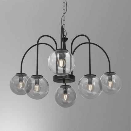 Candelabro suspenso CAMBRIDGE 6xE14/60W/230V preto