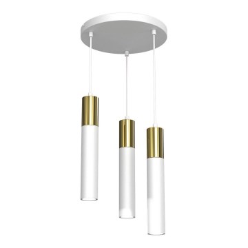 Candelabro suspenso CASSA 3xGU10/8W/230V branco/dourado