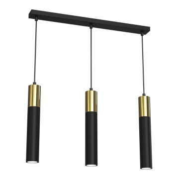 Candelabro suspenso CASSA 3xGU10/8W/230V preto/dourado