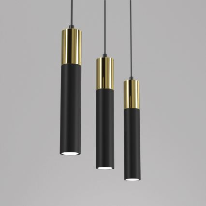 Candelabro suspenso CASSA 3xGU10/8W/230V preto/dourado
