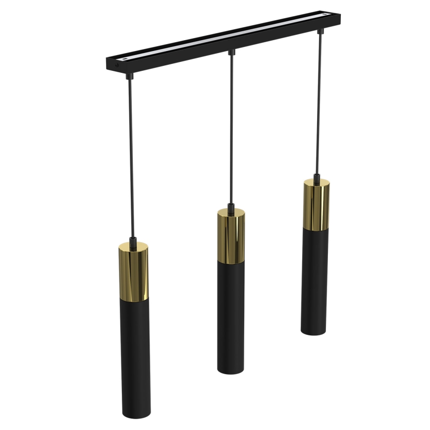 Candelabro suspenso CASSA 3xGU10/8W/230V preto/dourado