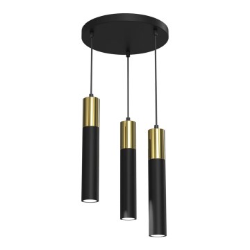 Candelabro suspenso CASSA 3xGU10/8W/230V preto/dourado