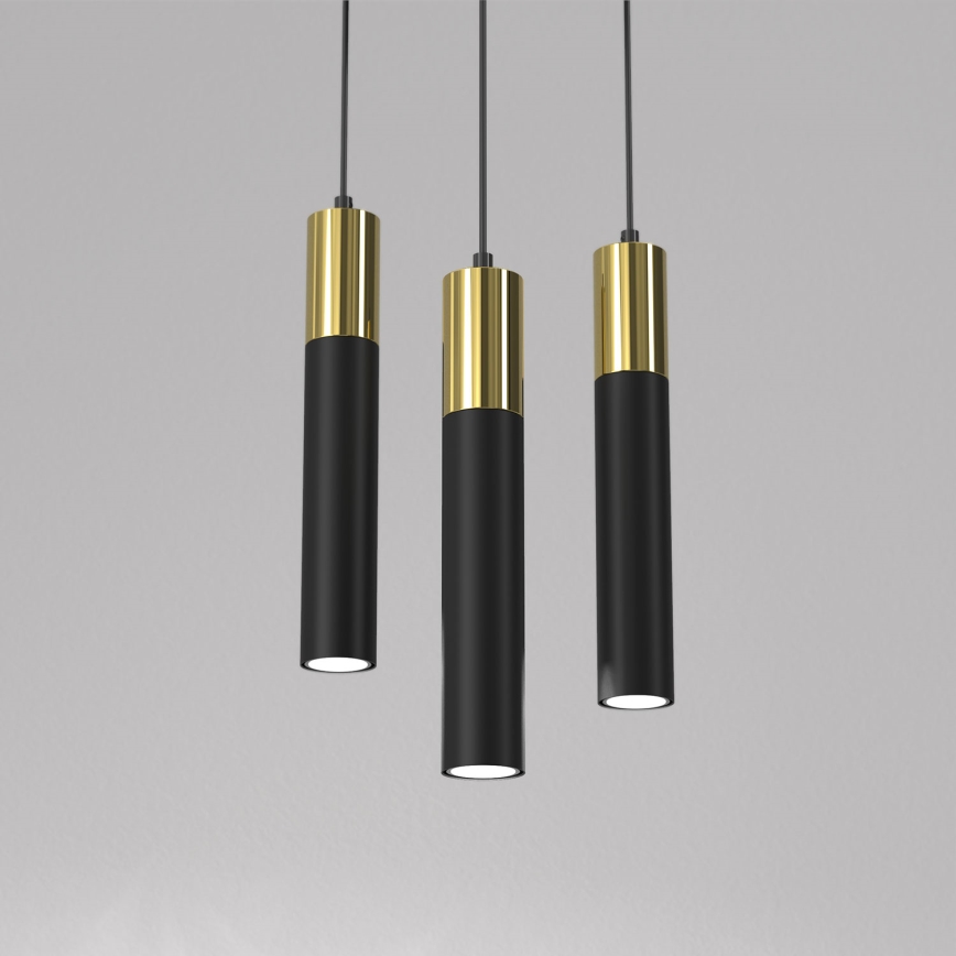 Candelabro suspenso CASSA 3xGU10/8W/230V preto/dourado