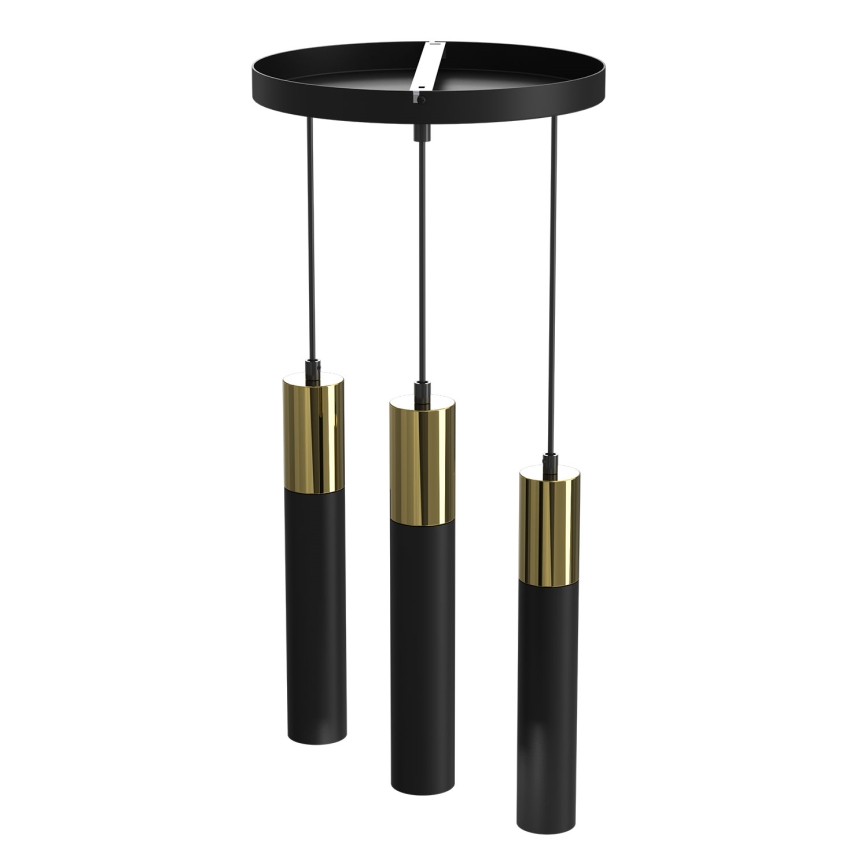 Candelabro suspenso CASSA 3xGU10/8W/230V preto/dourado