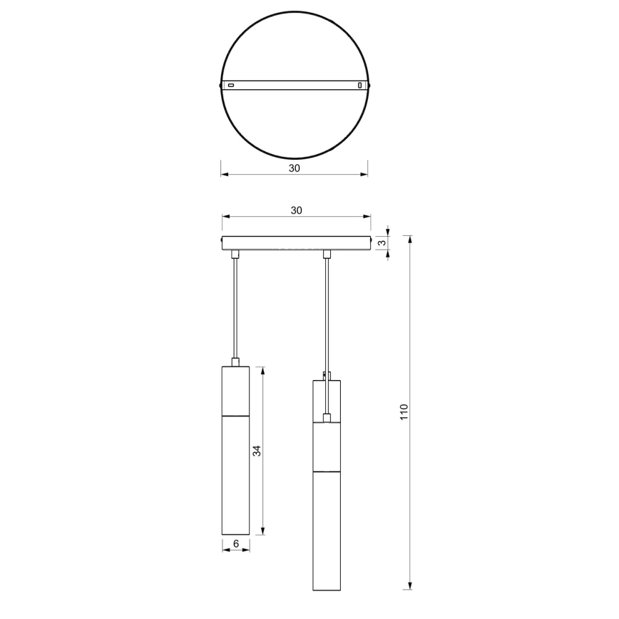 Candelabro suspenso CASSA 3xGU10/8W/230V preto/dourado